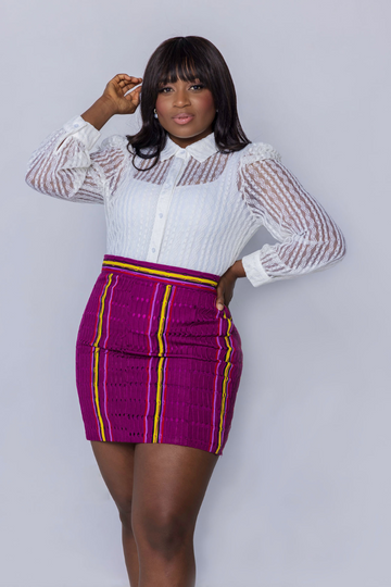 Izara Aso-Oke Skirt|Purple