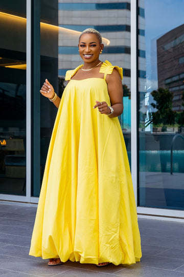 Elior Balloon Dress | Yellow