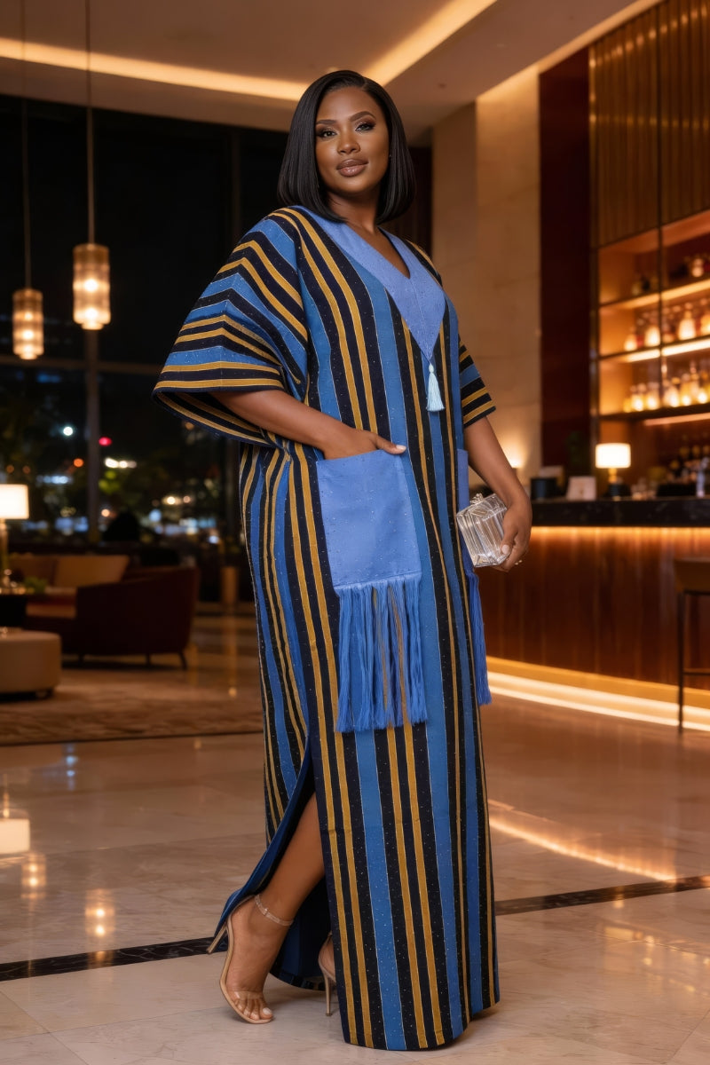 Ayola Luxe Aso-Oke Kaftan | Blue