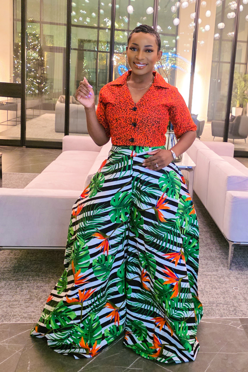 Idunnu Ankara Pants Set | Orange 2