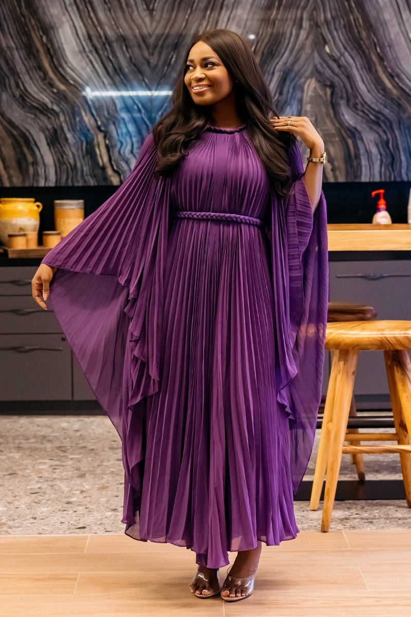 Hannah Pleated Dress| Purple