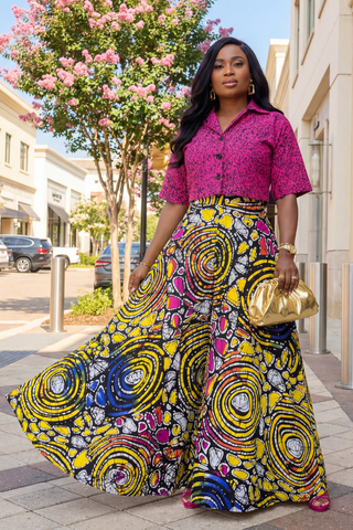 Idunnu Ankara Pants Set | Pink