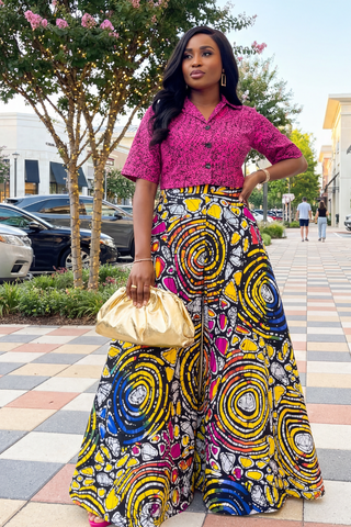 Idunnu Ankara Pants Set | Pink