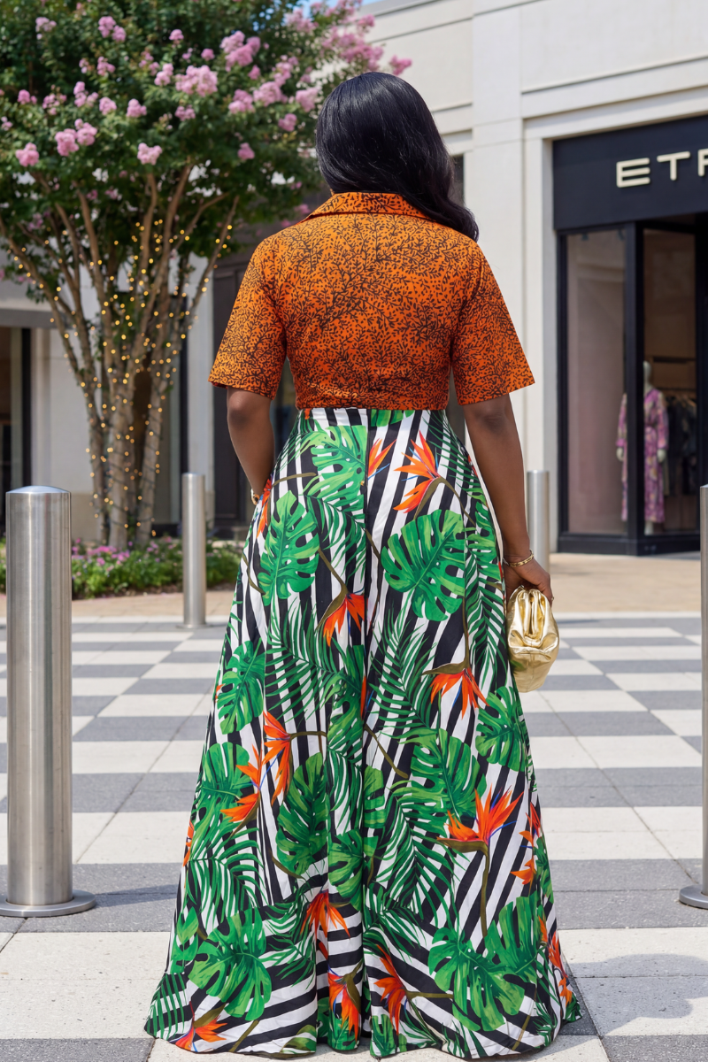 Idunnu Ankara Pants Set | Orange 2