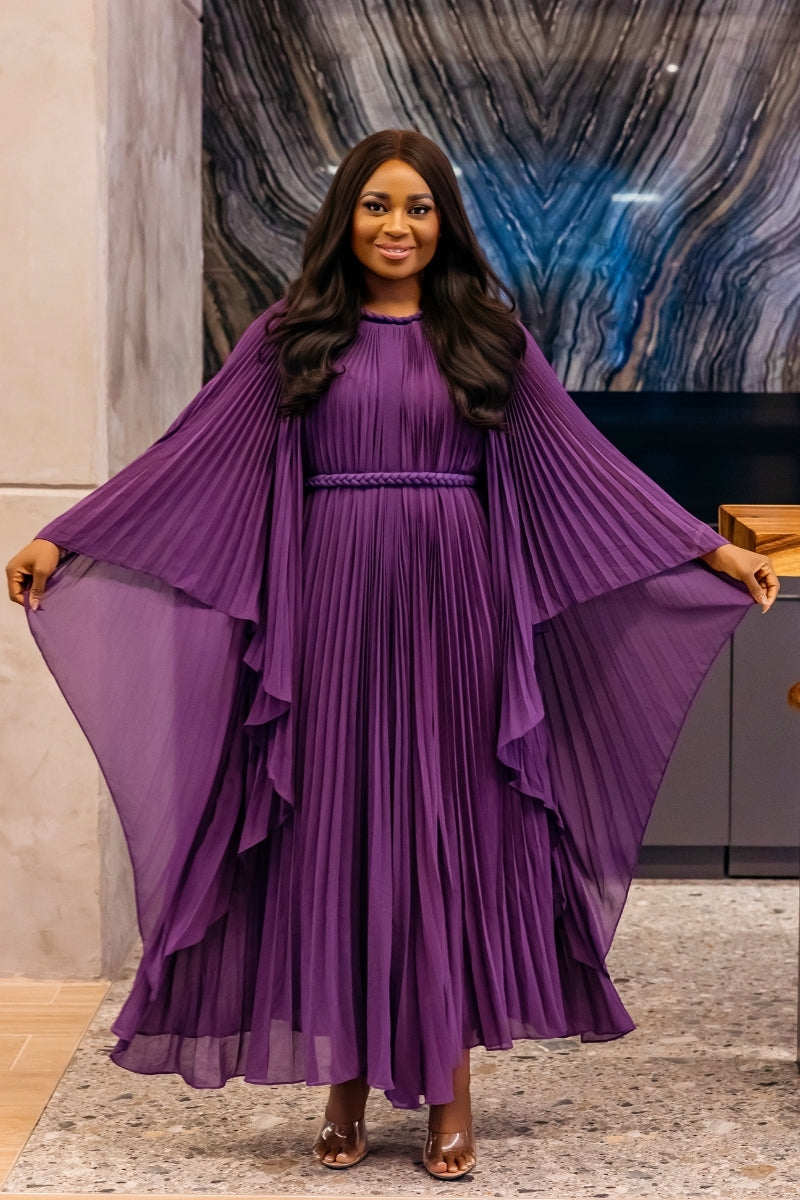 Hannah Pleated Dress| Purple