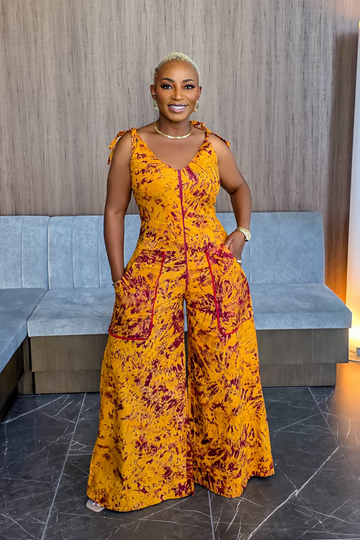Moyo Adire Jumpsuit|Orange Mix