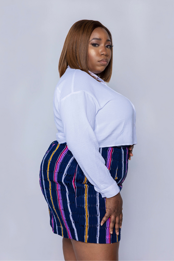 Izara Aso-Oke Skirt|Navy