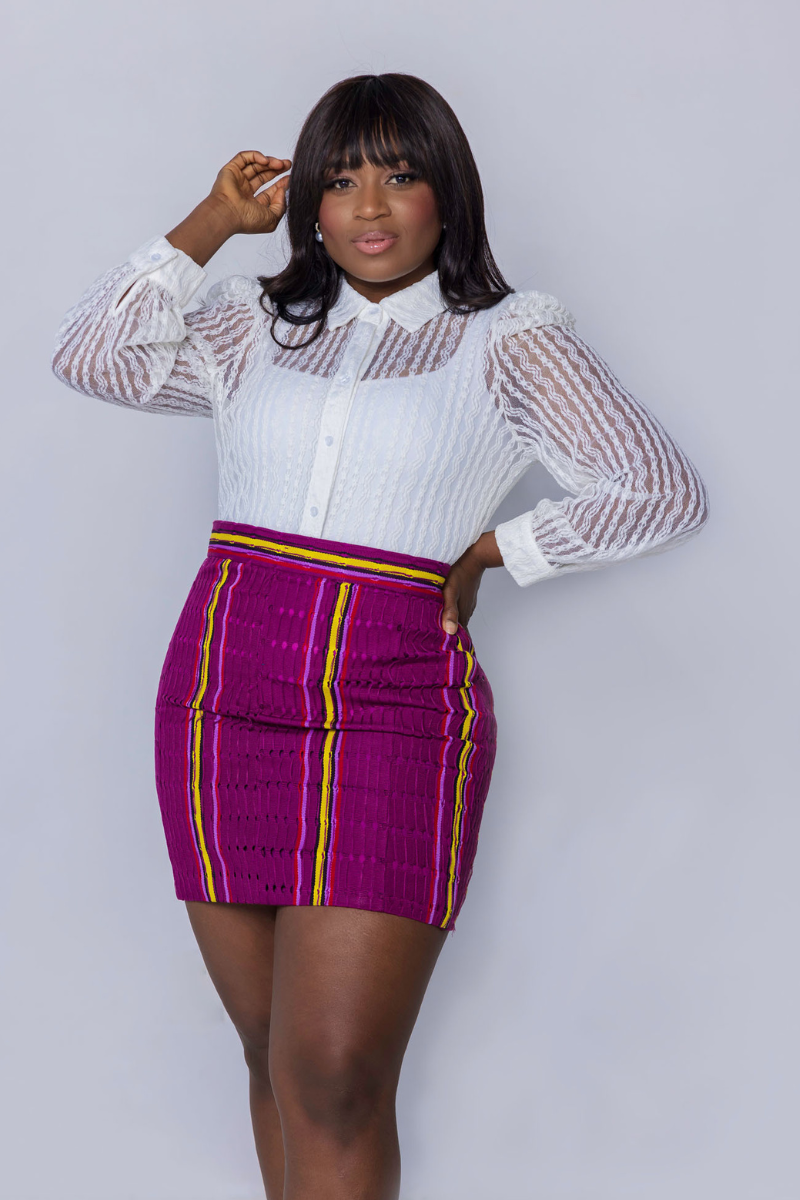 Izara Aso-Oke Skirt|Purple