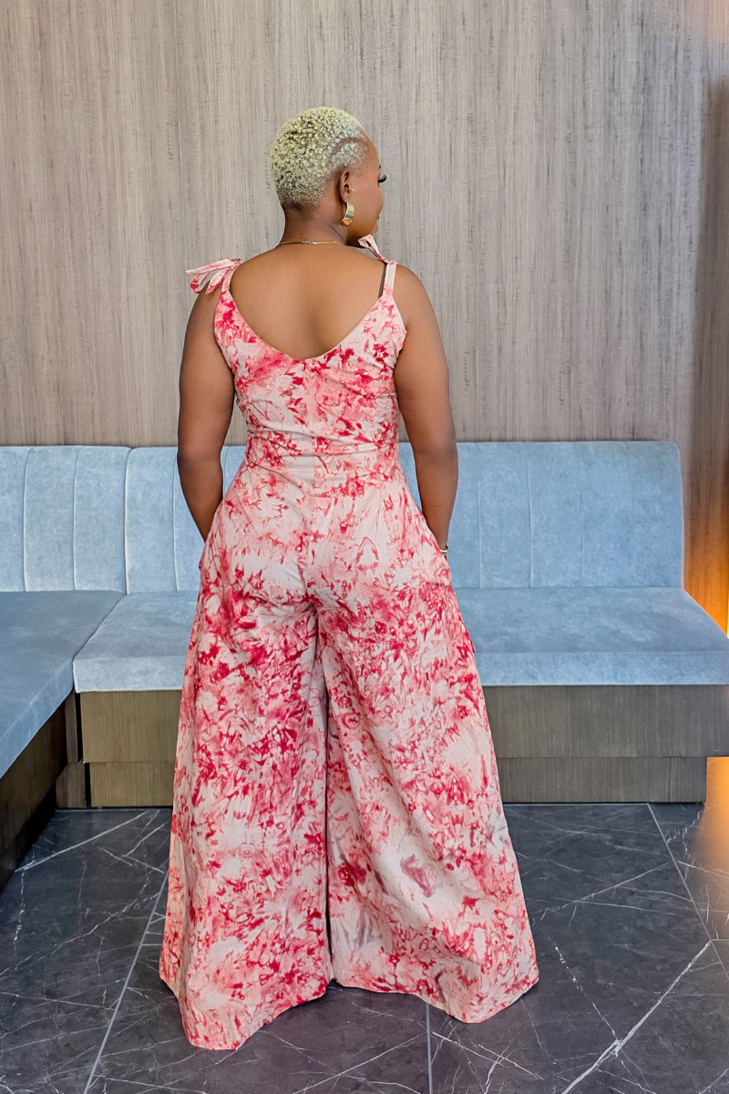 Moyo Adire Jumpsuit|Peach Mix