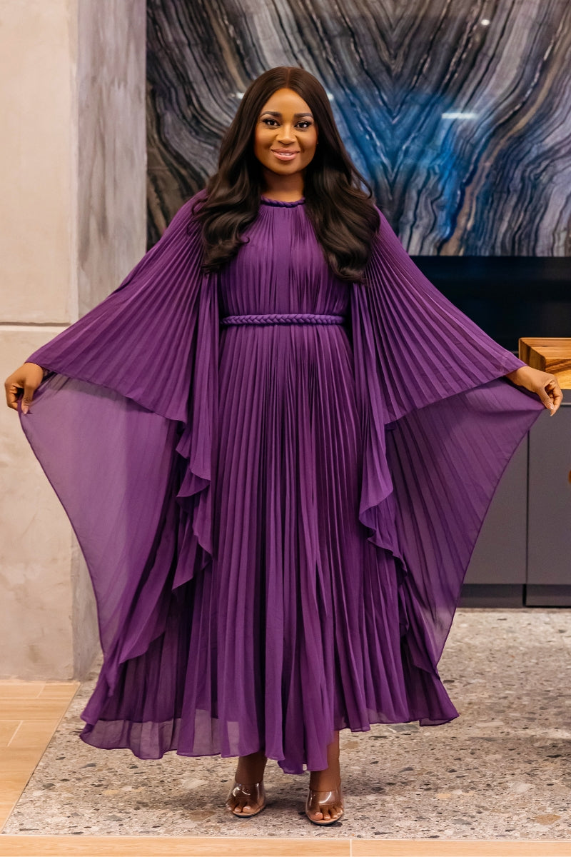 Hannah Pleated Dress| Purple