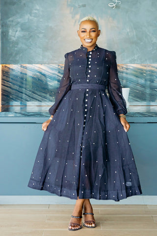 Snow Rhinestones Dress | Black