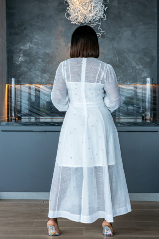 Snow Rhinestones Dress | White