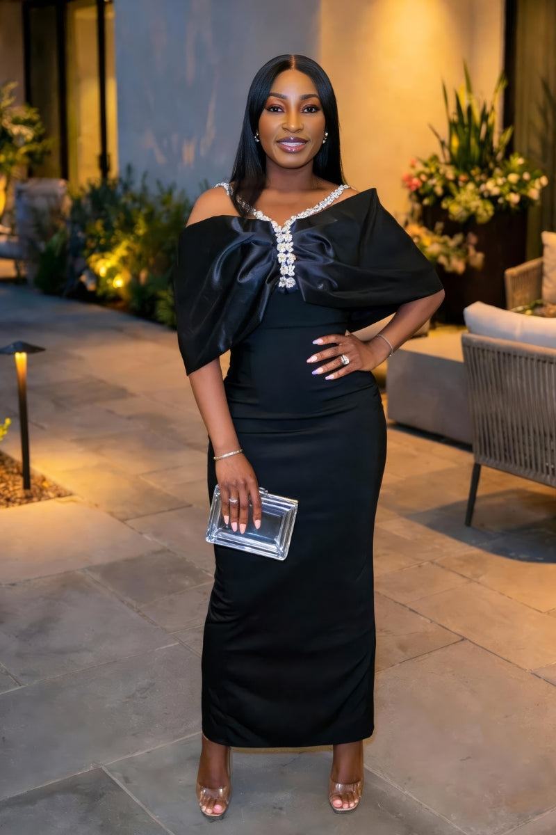 Black 3D rhinestone Dress