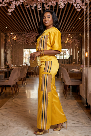 Allyson Luxe Pants Set |Golden Mustard