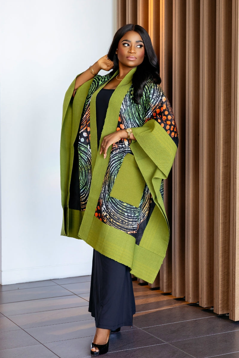 Delaiah Adire Kimono | Olive