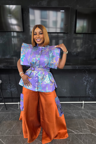 Imisi Flowy Pants Set | Orange