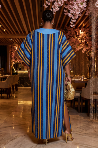 Ayola Crystal Aso-Oke Kaftan | Blue