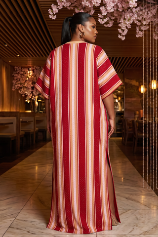 Ayola Crystal Aso-Oke Kaftan | Red