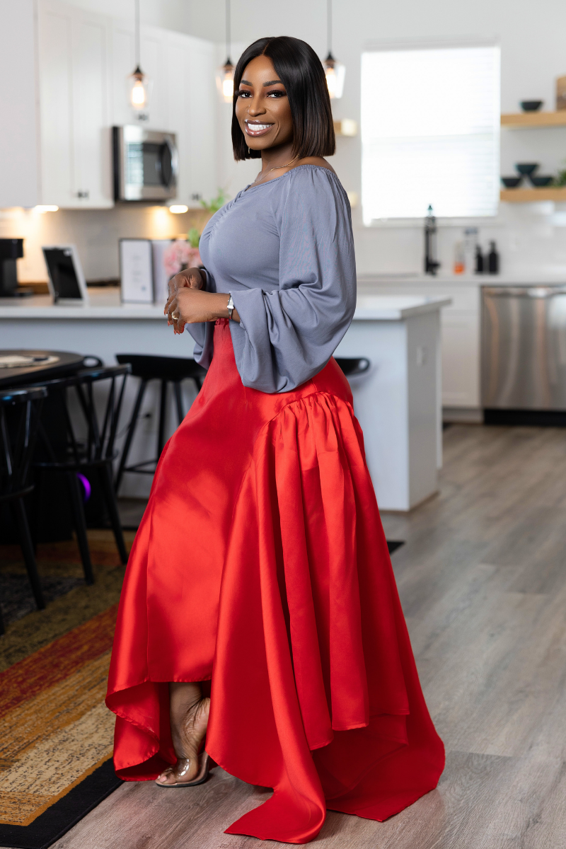 Ife Asymmetrical Skirt Set | Red