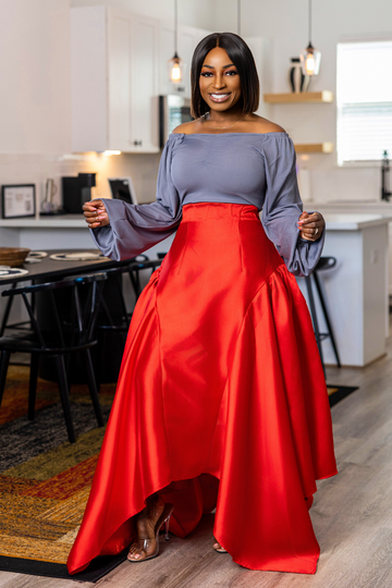 Ife Asymmetrical Skirt Set | Red