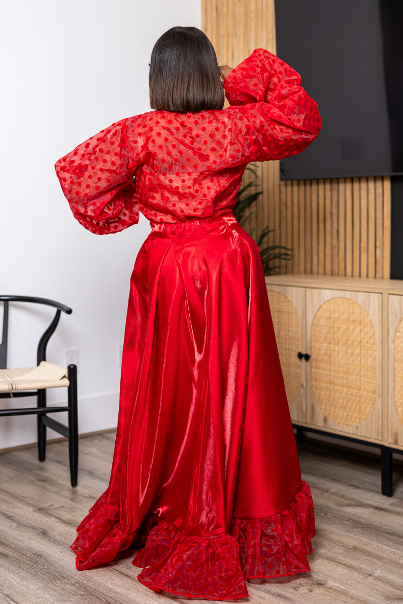 Scarlet Polkadot Skirt Set