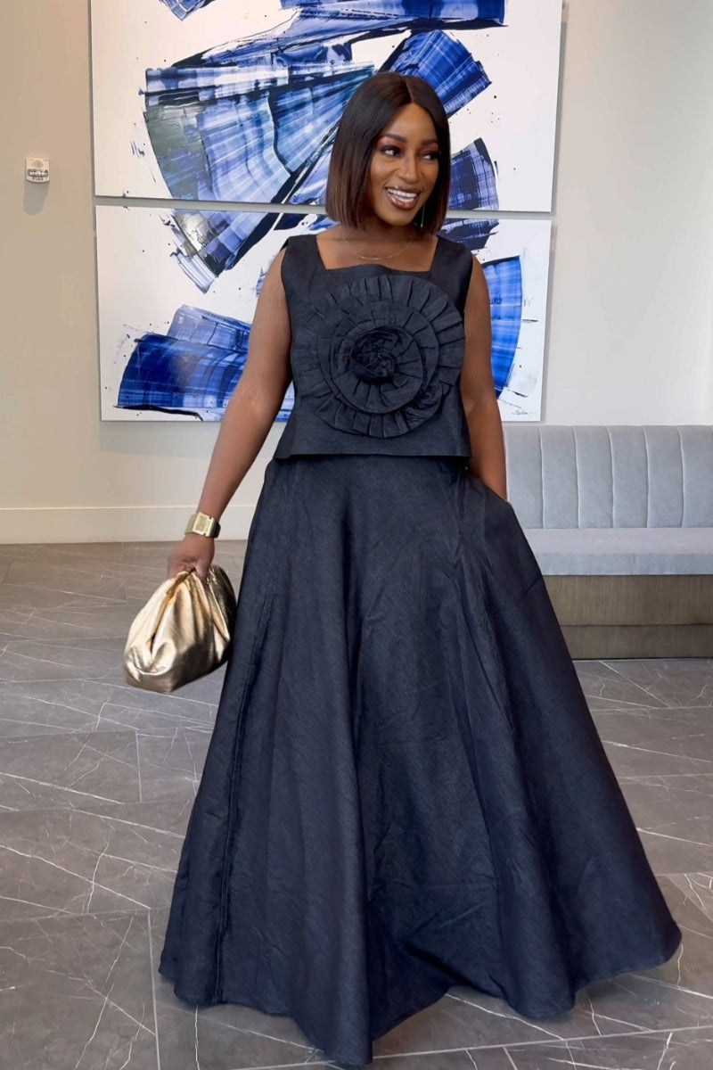 Sewa 3D Skirt Set | Denim