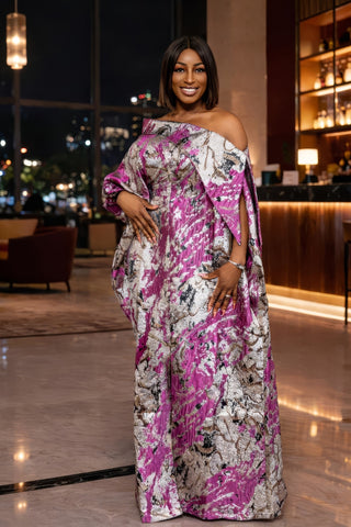 Abeni Off-Shoulder Boubou | Silver