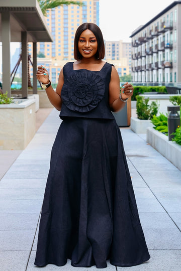 Sewa 3D Skirt Set | Denim