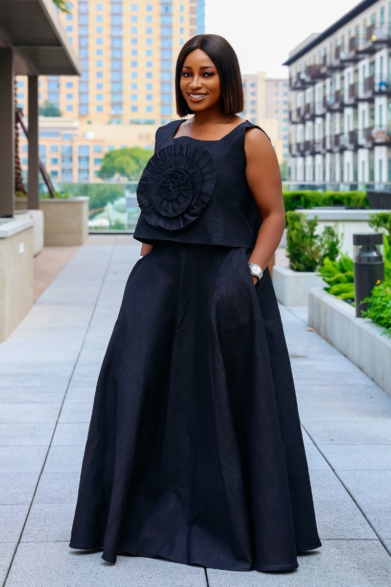 Sewa 3D Skirt Set | Denim