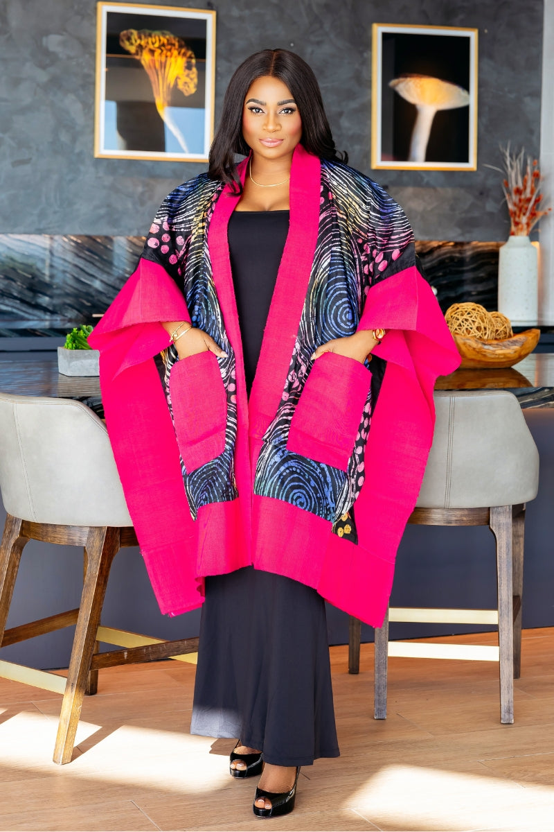 Delaiah Adire  Kimono | Pink