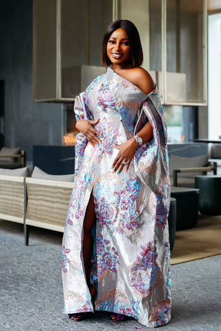 Abeni Off-Shoulder Boubou | Silver