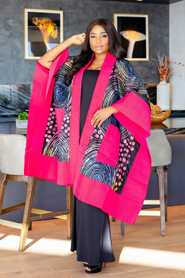 Delaiah Adire  Kimono | Pink