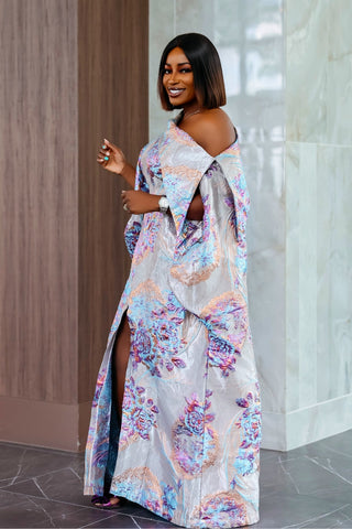 Abeni Off-Shoulder Boubou | Silver