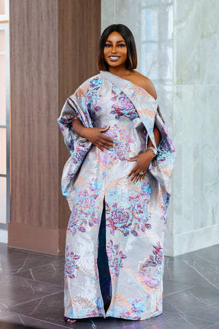 Abeni Off-Shoulder Boubou | Silver
