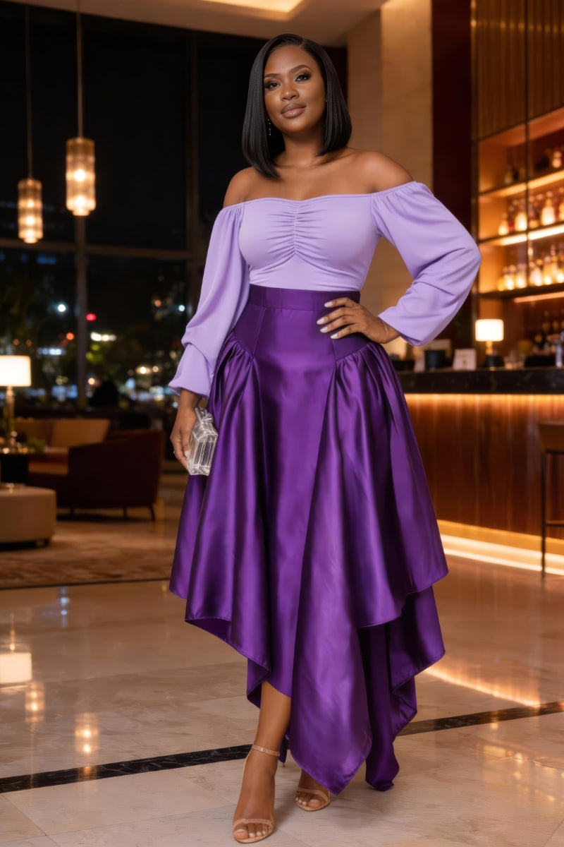 Ife Asymmetrical Skirt Set | Purple